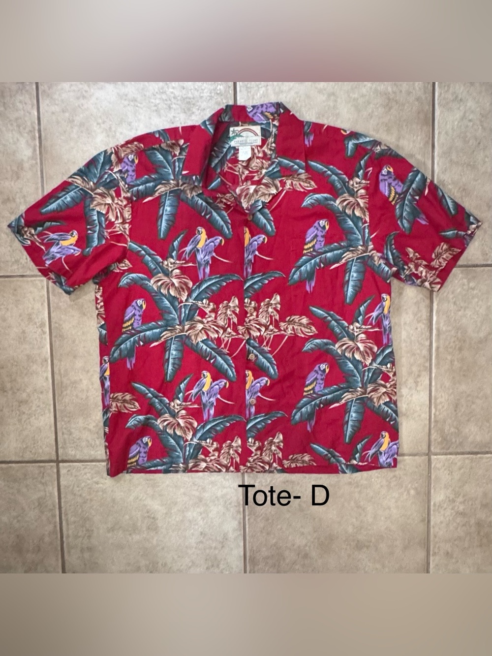 Paradise Found Men's Short-Sleeve Tropical Parrot Camp Shirt - Red